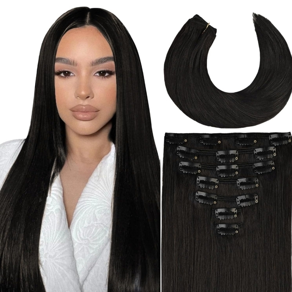 FREE WITH ANY PURCHASE‼️ 18 Inch Straight Human Hair Clip-ins